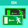 Знак E04 «Направление к эвакуационному выходу налево» (фотолюм. пластик, 300х150 мм)
